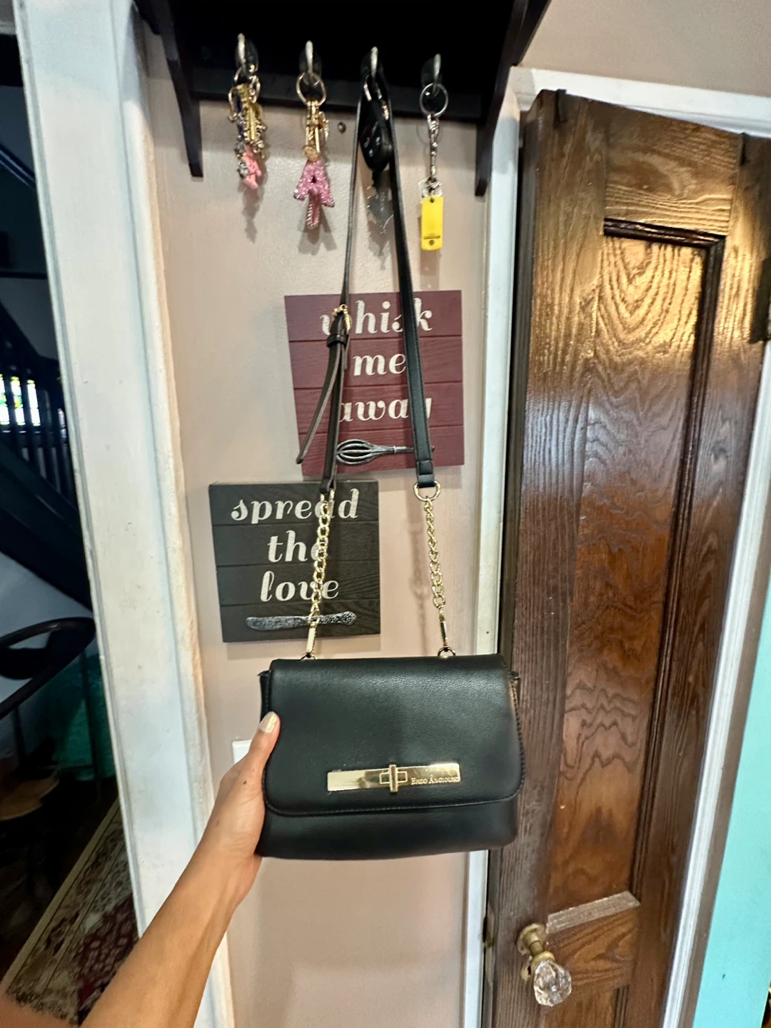 Enzo Angiolini Black Leather Crossbody Bag