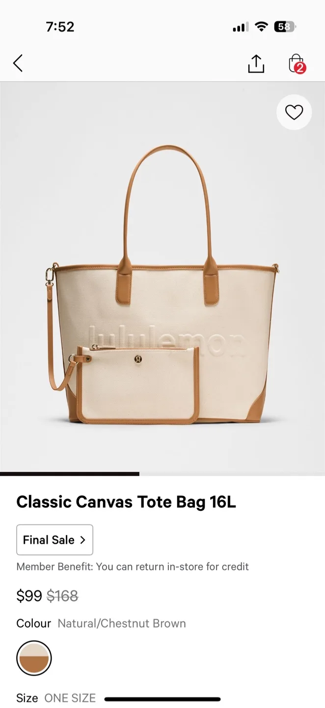 New Lululemon Classic Canvas Tote Bag 16L image indicator(3)