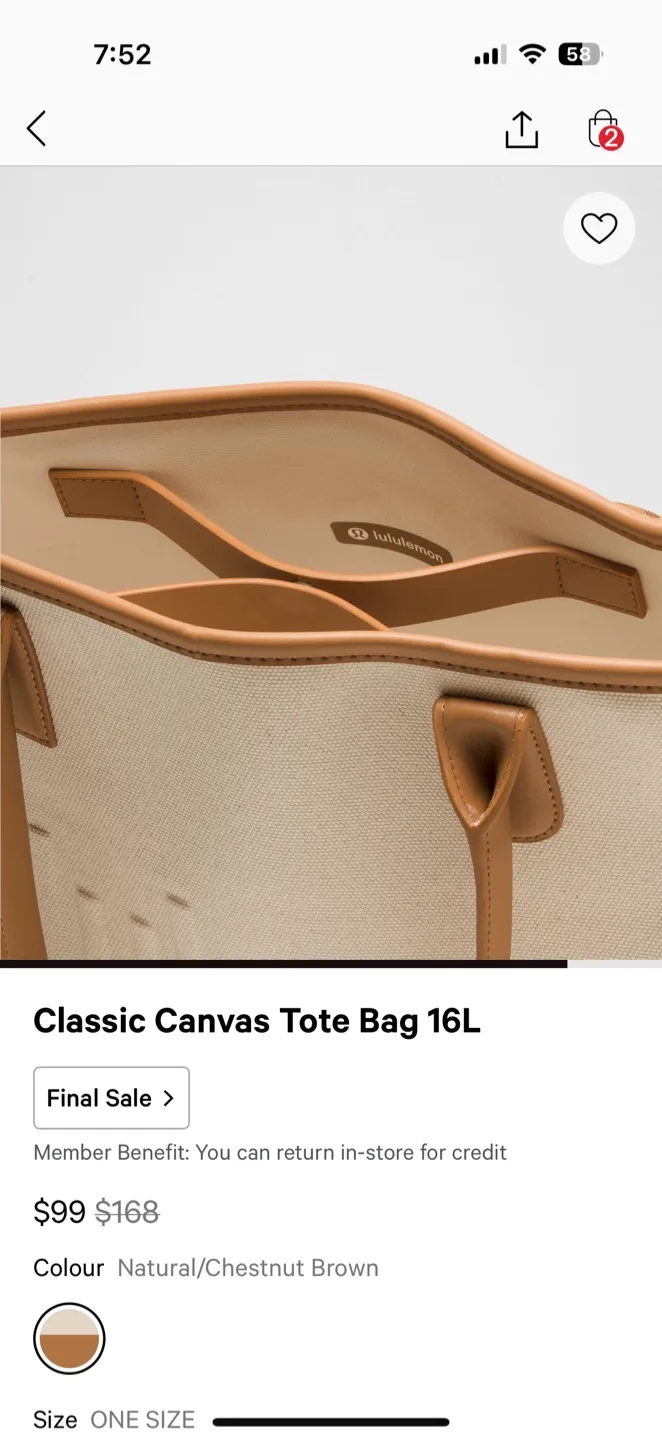 New Lululemon Classic Canvas Tote Bag 16L image indicator(6)