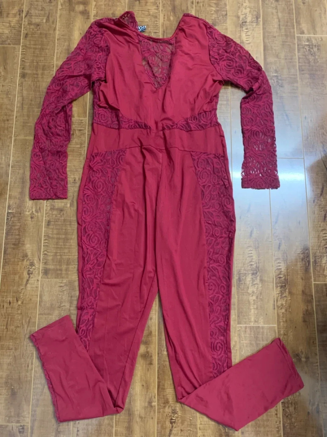 Burgundy Lace Jumpsuit