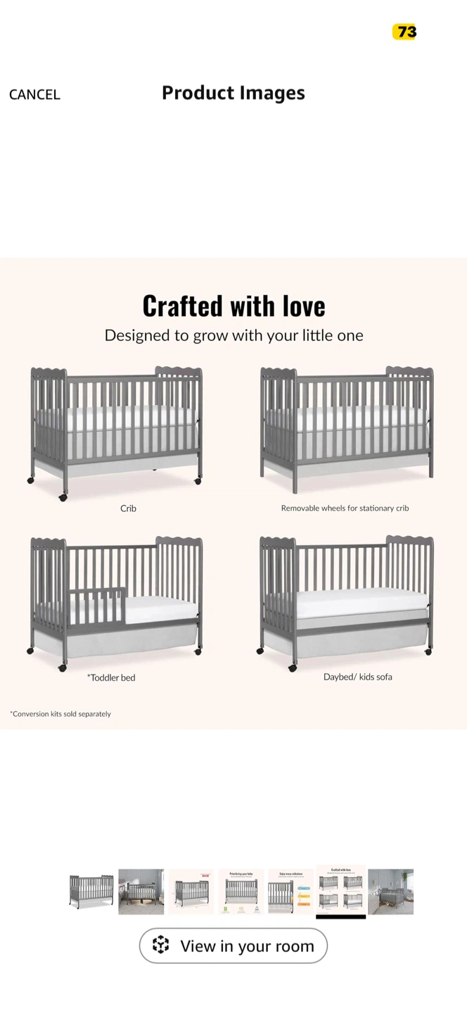 Convertible Grey Baby Crib - photo 2