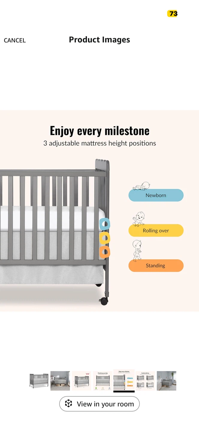 Convertible Grey Baby Crib - photo 3