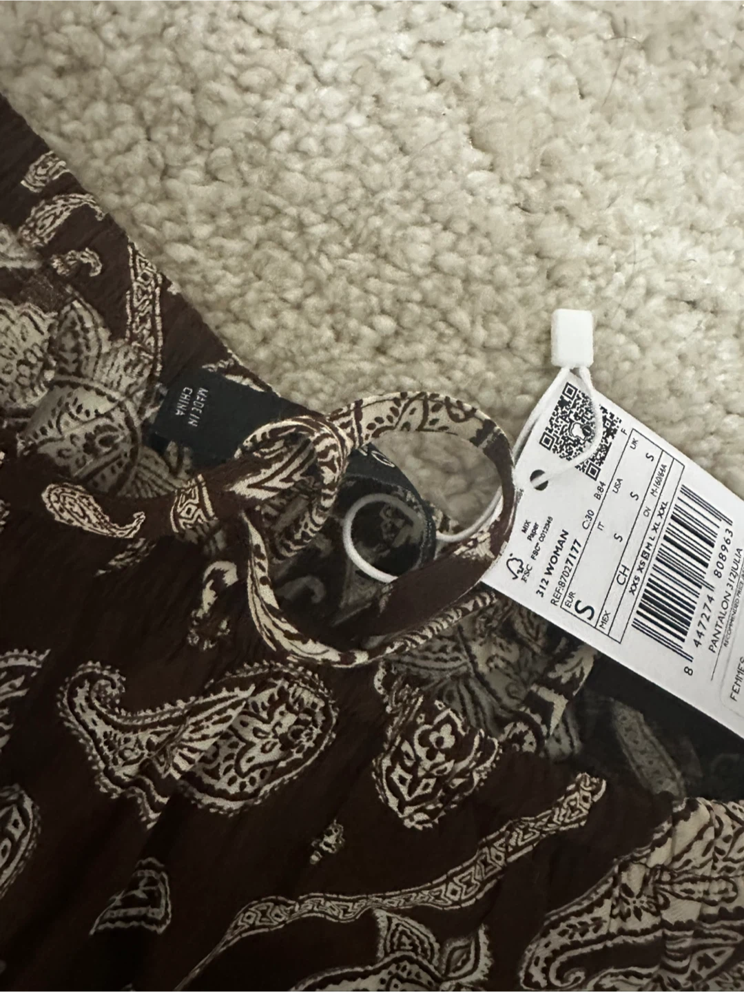New Mango Brown Paisley Print Pants - Size S - photo 3