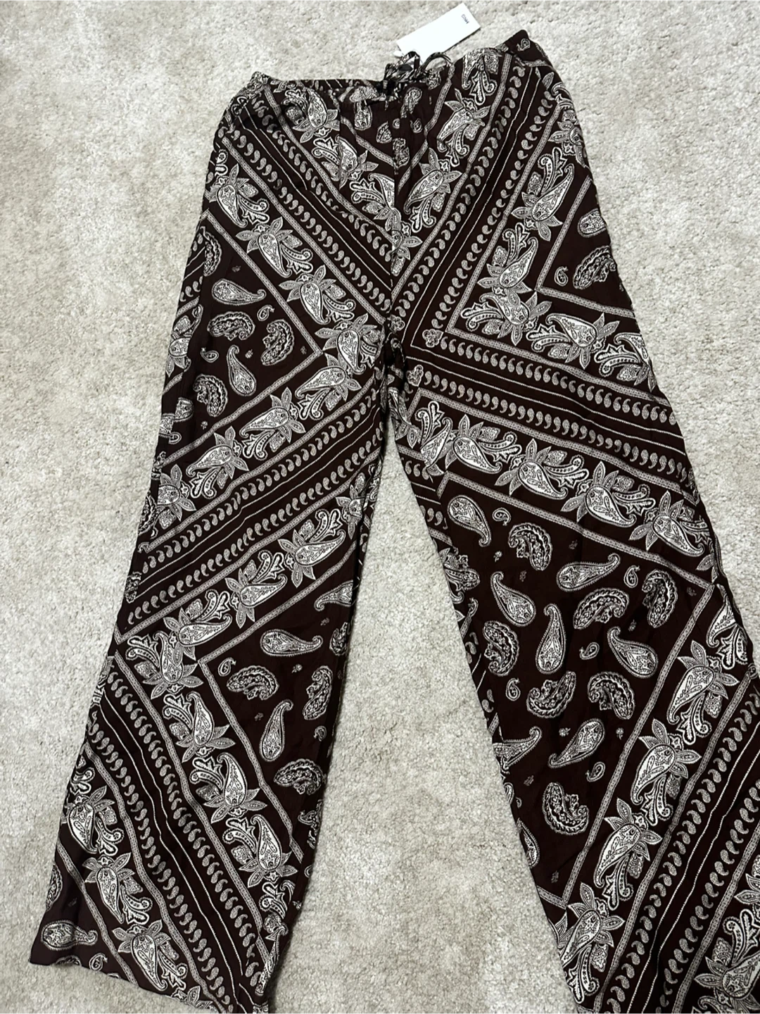 New Mango Brown Paisley Print Pants - Size S - photo 2