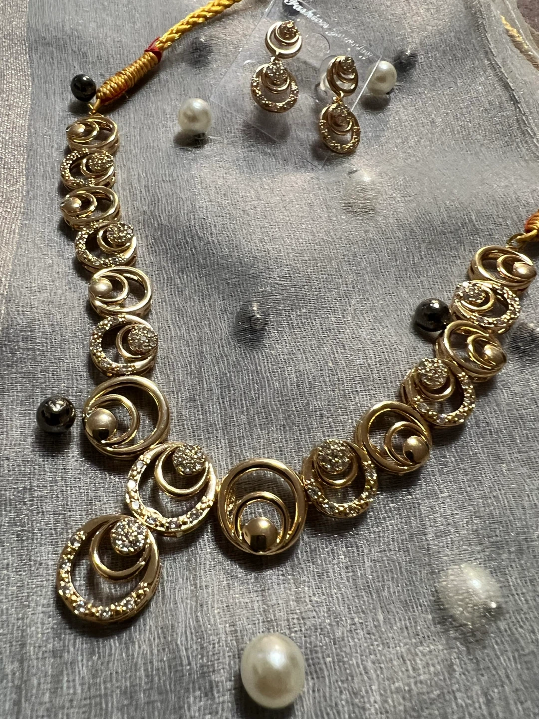 Gold-toned Necklace & Earring Set
