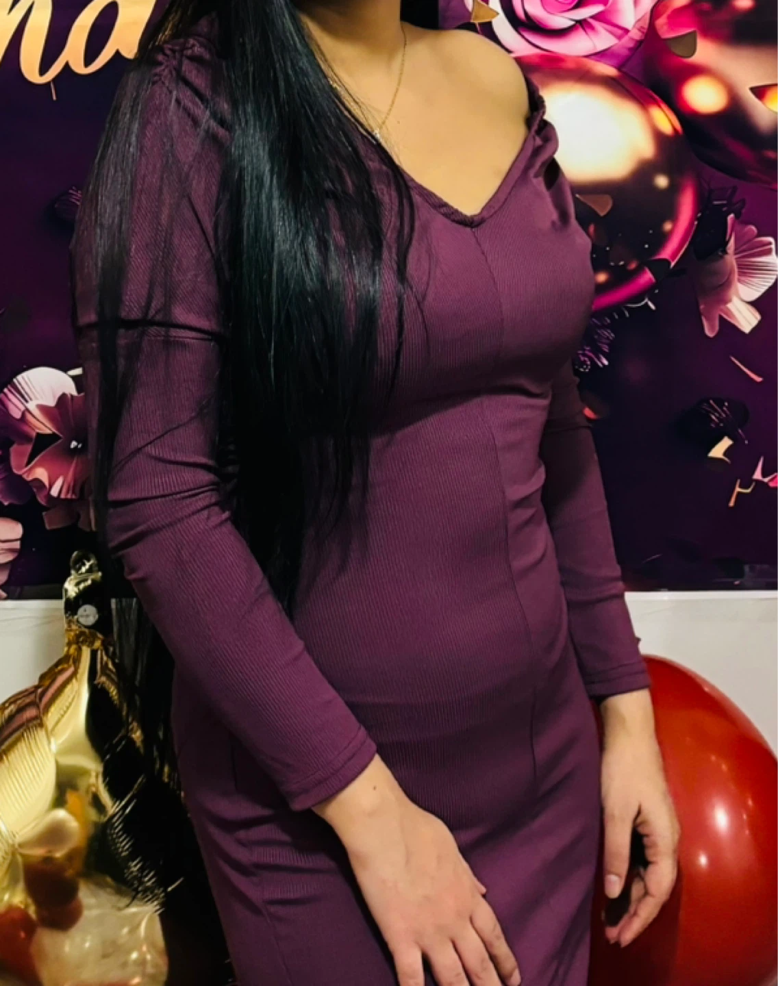 Purple Long Sleeve Dress