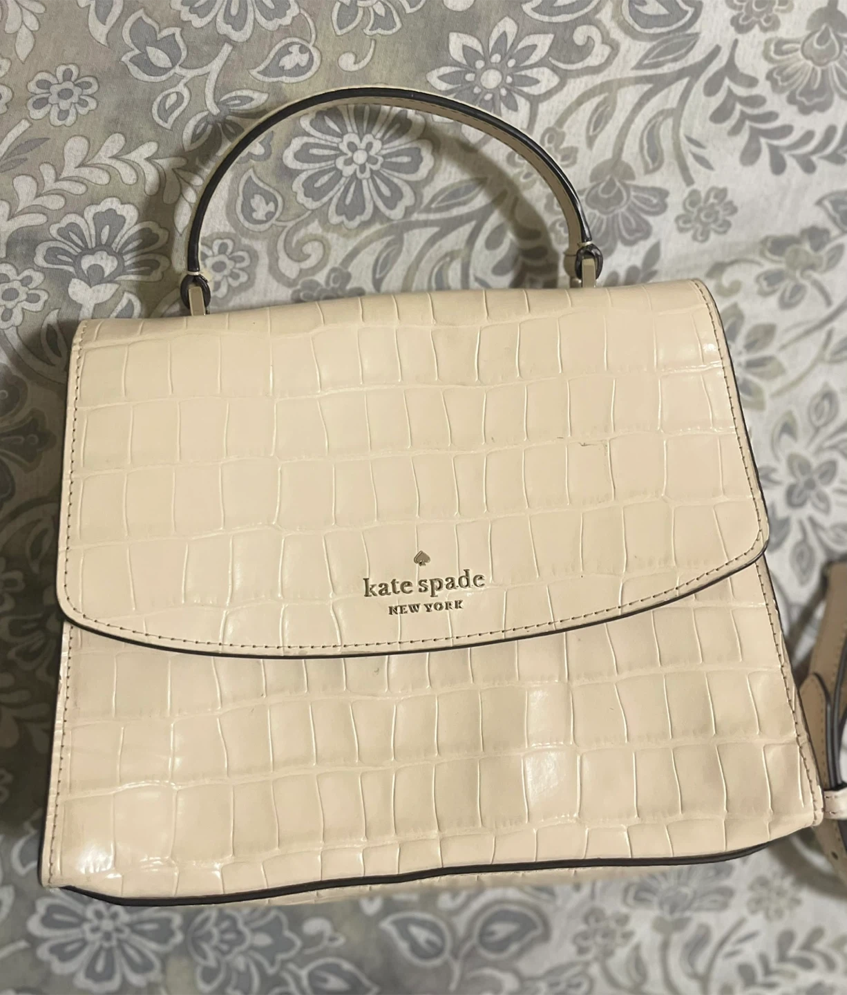 Kate Spade Cream Croc Embossed Handbag - photo 2