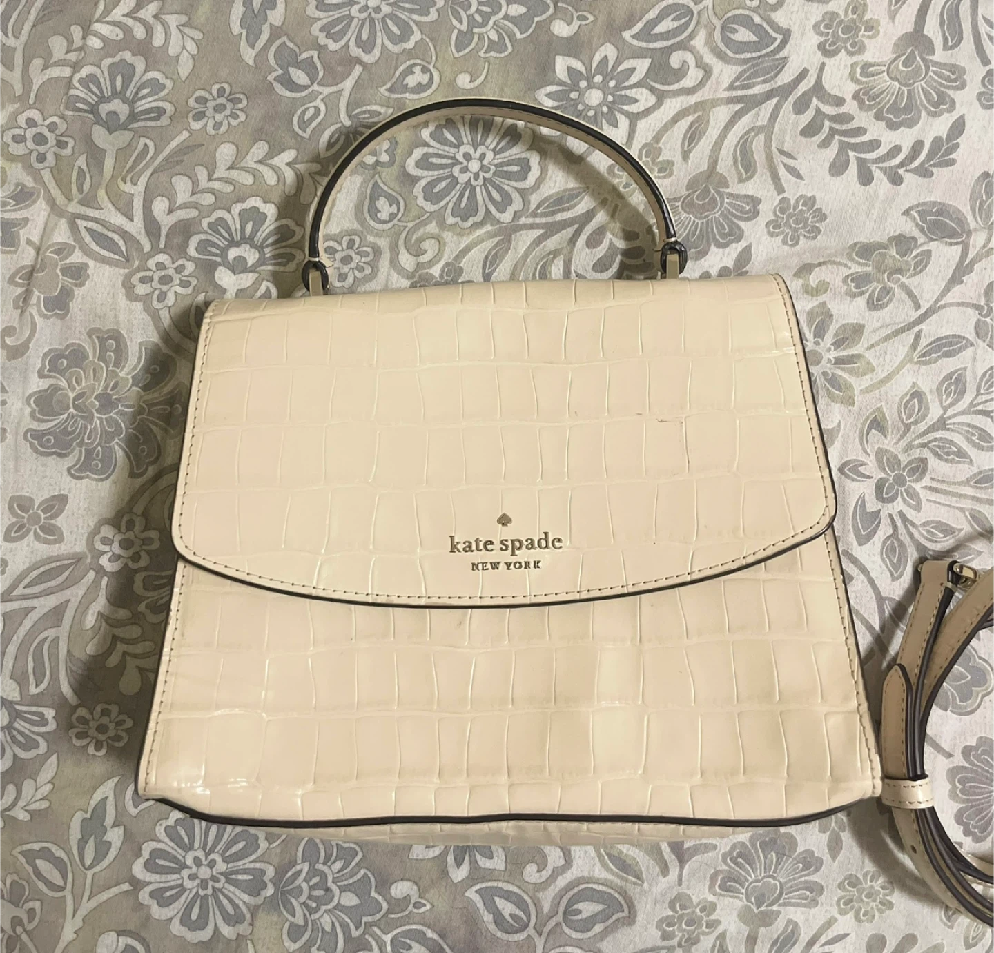 Kate Spade Cream Croc Embossed Handbag - photo 4