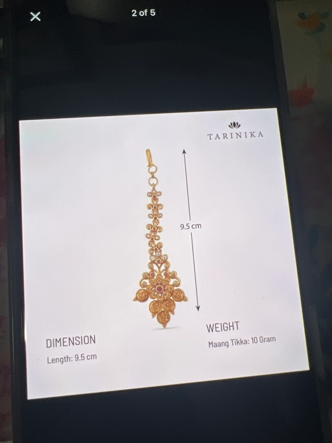 Tarinika Maang Tikka - Indian Jewelry - photo 2