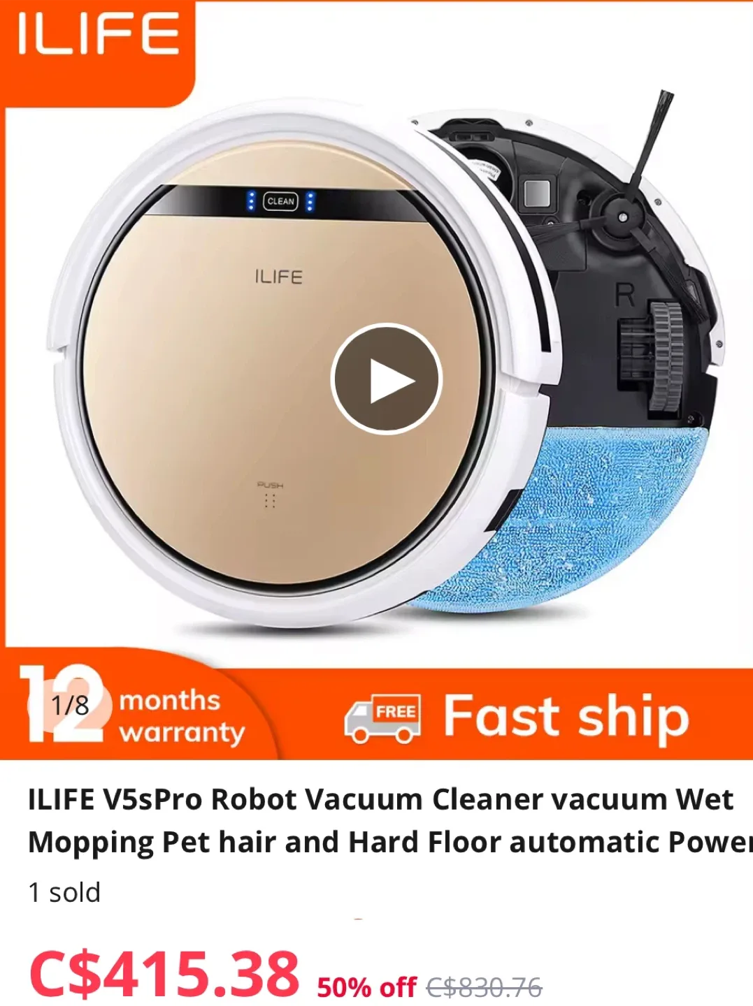 iLife V5s Pro Robot Vacuum Cleaner thumbnail
