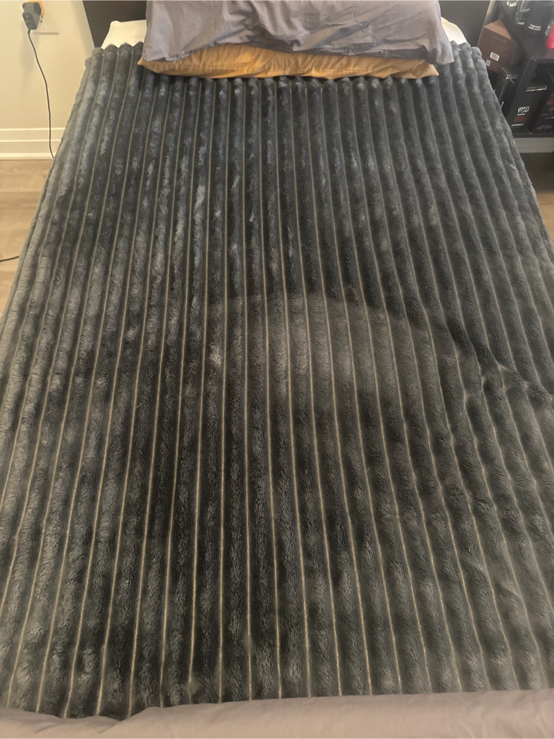 Grey Striped Plush Blanket - photo 2