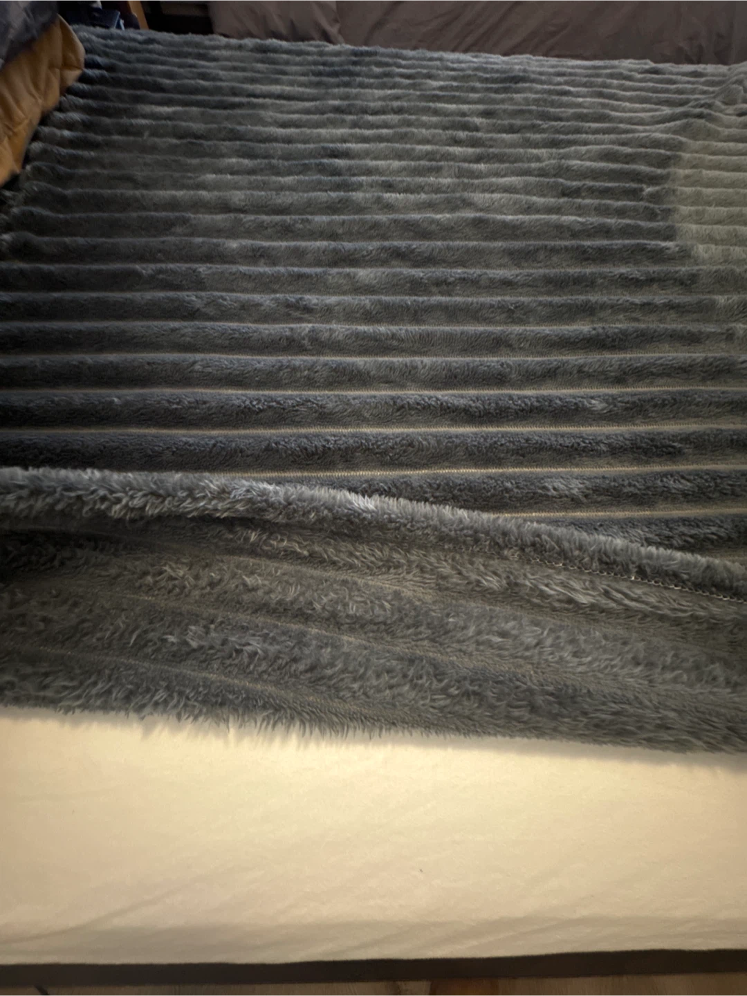 Grey Striped Plush Blanket - photo 3