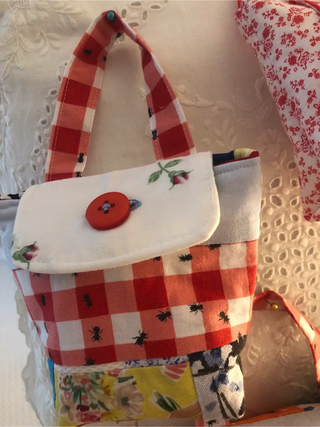 Handmade patchwork Fabric Mini Tote Bag image indicator(7)