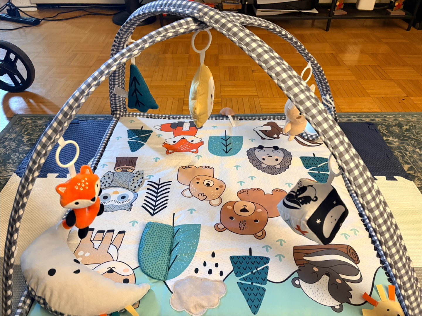 Baby Activity Gym Play Mat with Forest Animals