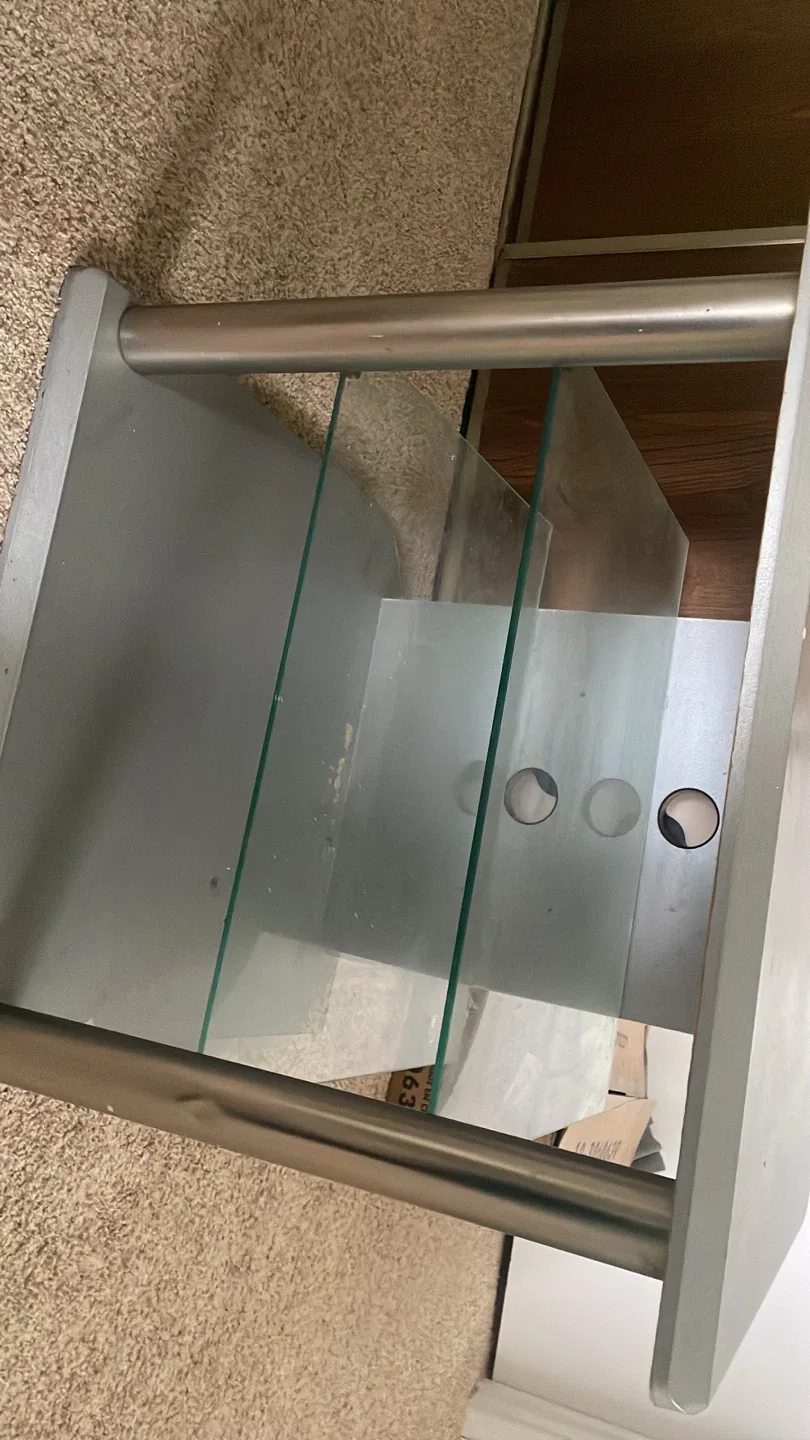 Grey Side Table with Glass Shelves image indicator(2)