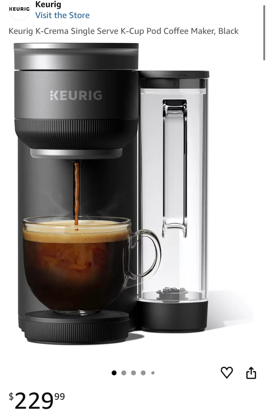 Keurig K-Crema Single Serve K-Cup Pod Coffee Maker - Black - photo 4