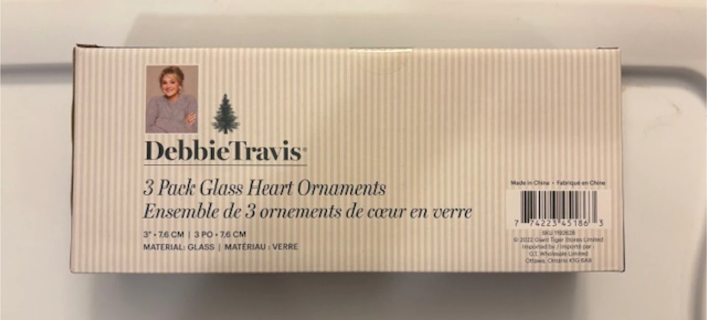 🤩Debbie Travis 3 Pack Glass Heart Ornaments - New - photo 2