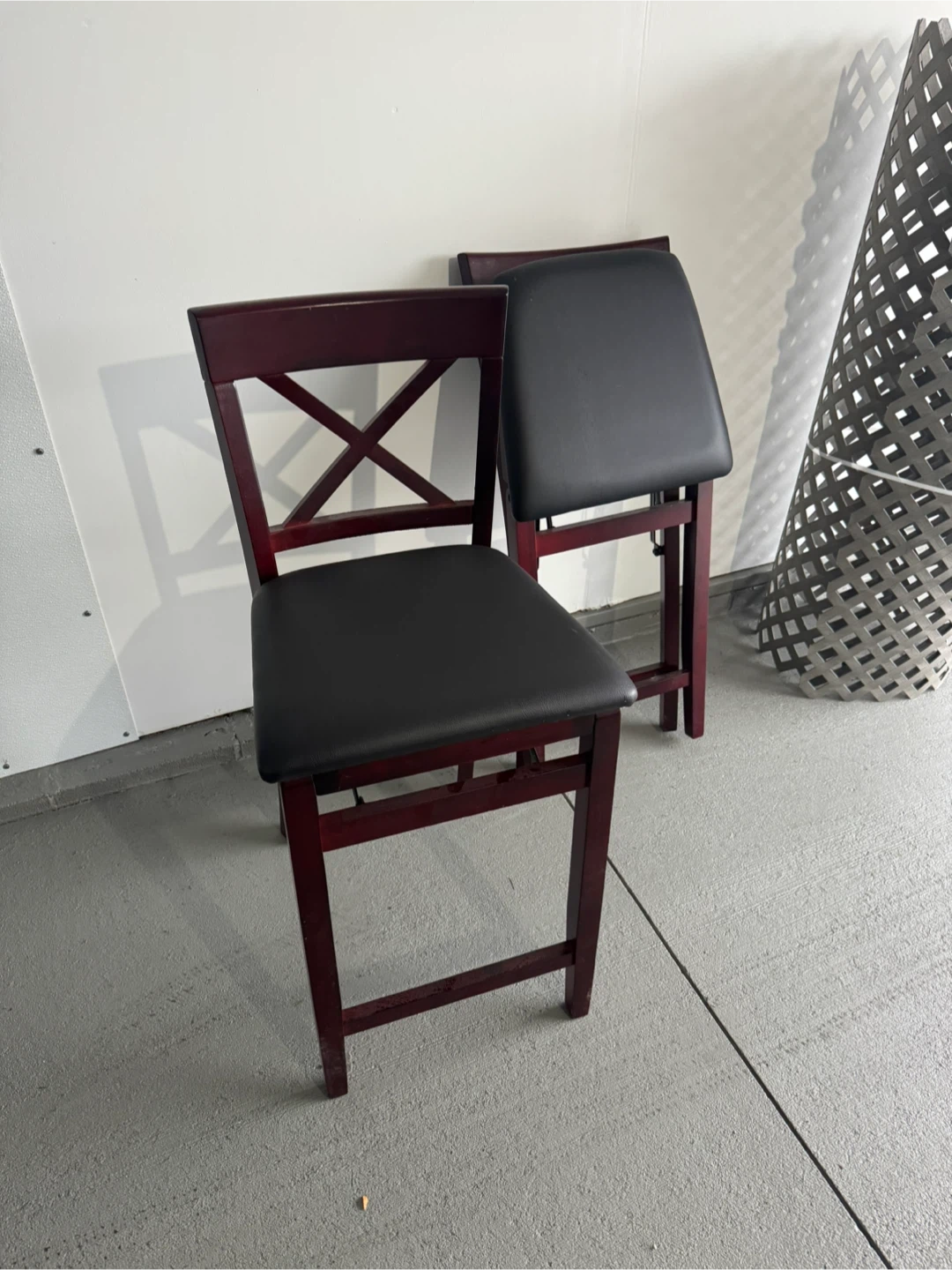 Folding Chair - Dark Red Wood & Black Seat