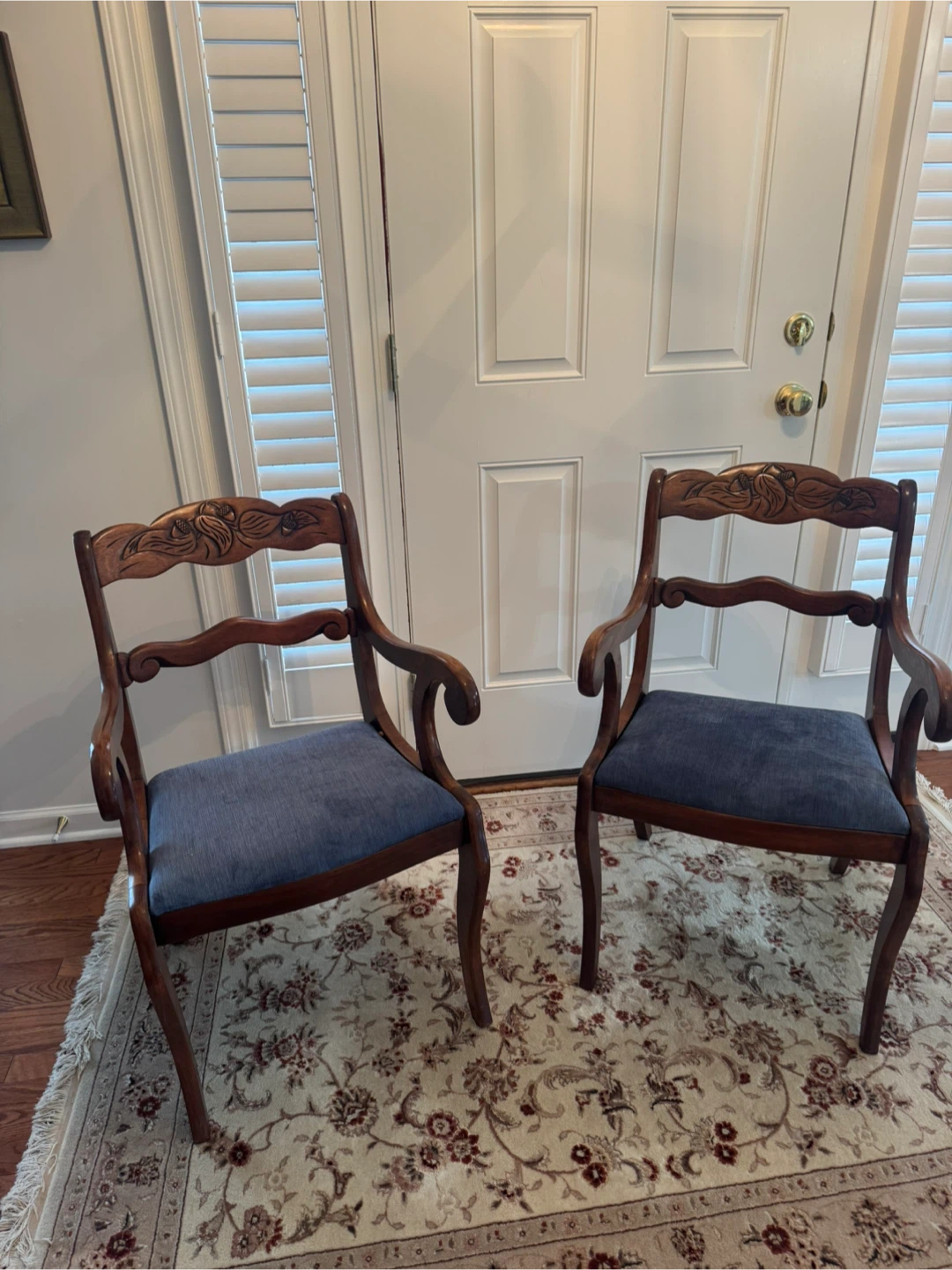 Wooden Chair with Carved Back