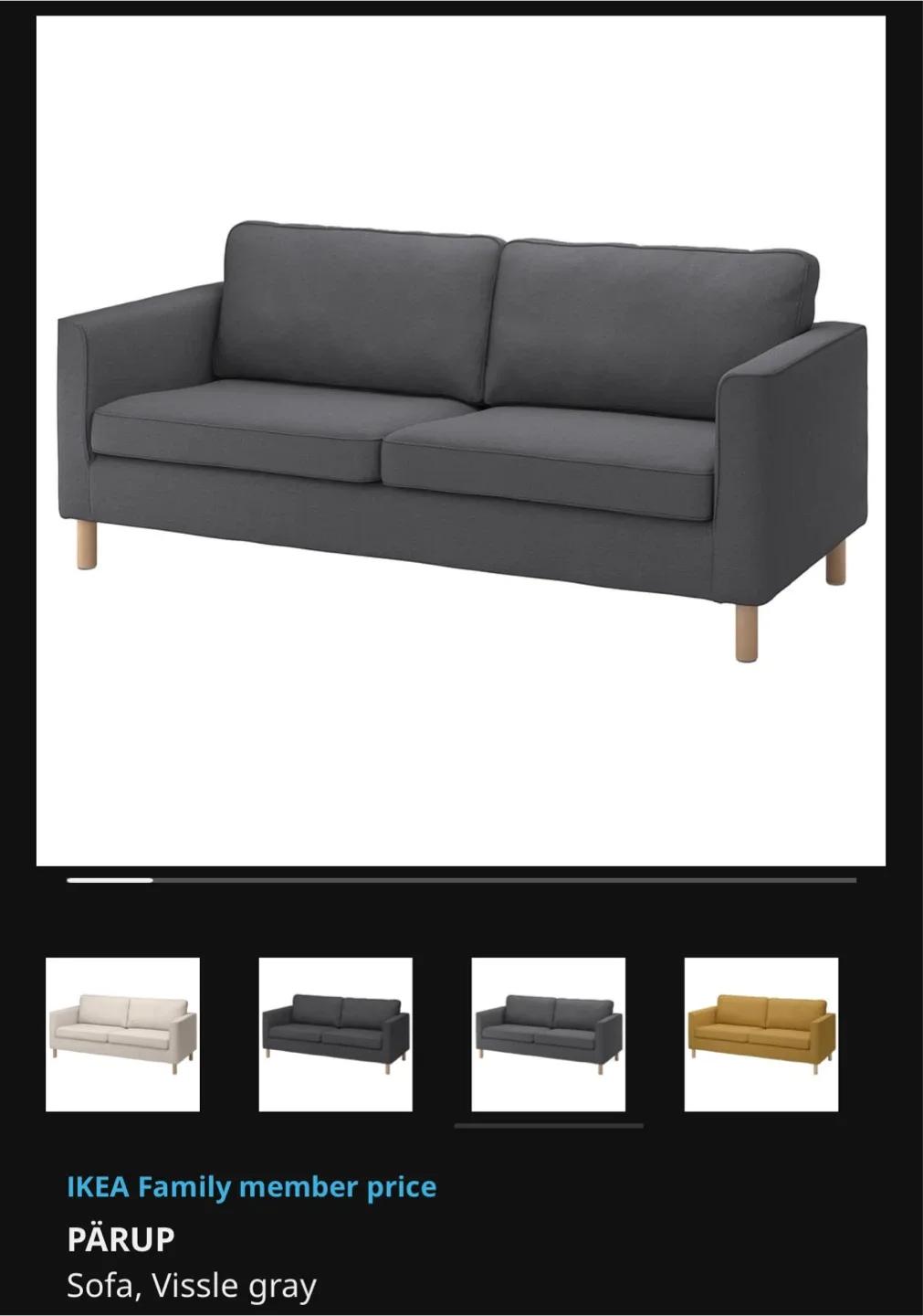IKEA PÄRUP Sofa - Vissle Gray image indicator(2)