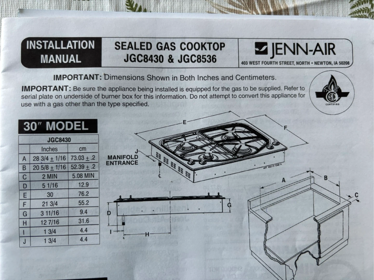 Jenn-Air JGC8430 Sealed Gas Cooktop - photo 3
