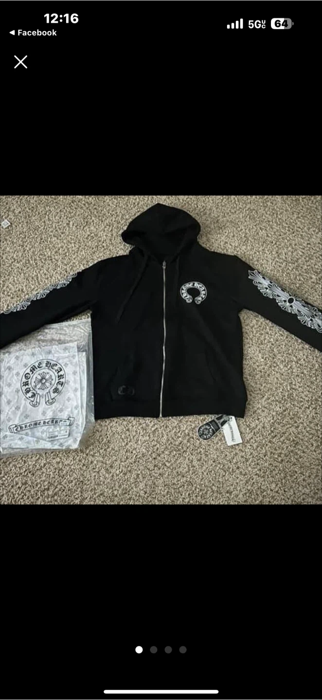 Chrome Hearts Black Zip Up Hoodie