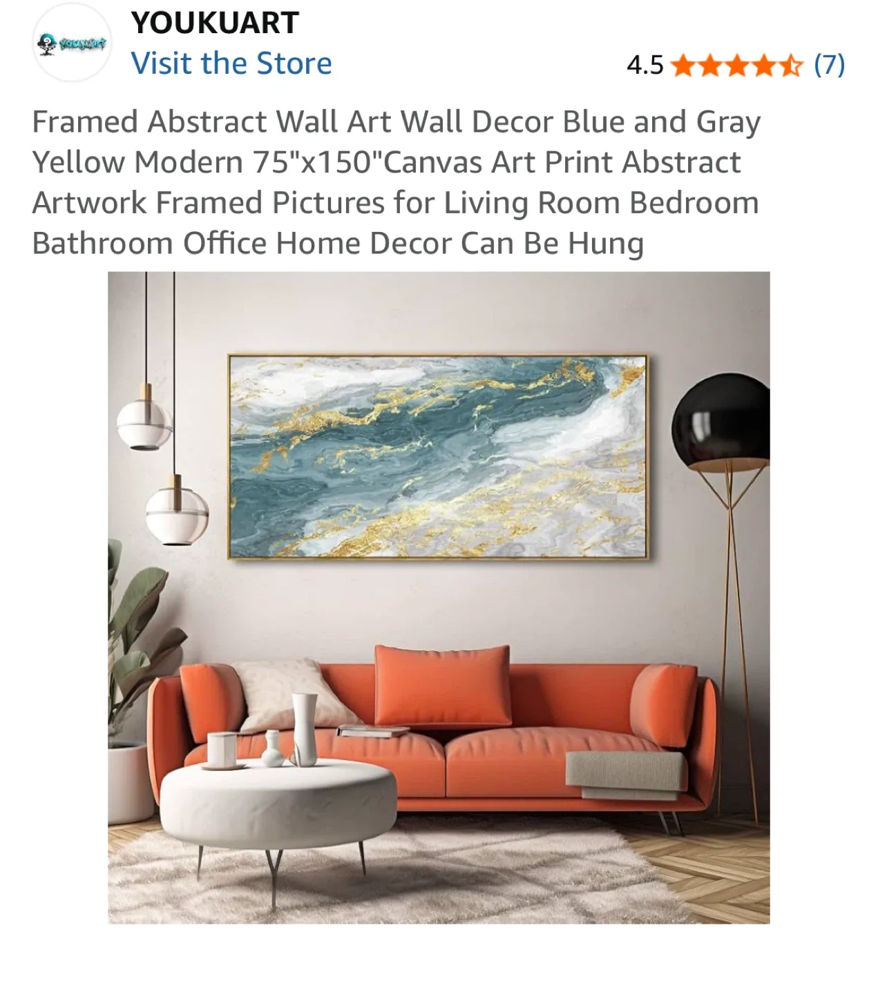 YOUKUART Abstract Wall Art - 75"x150" Canvas Print image indicator(4)