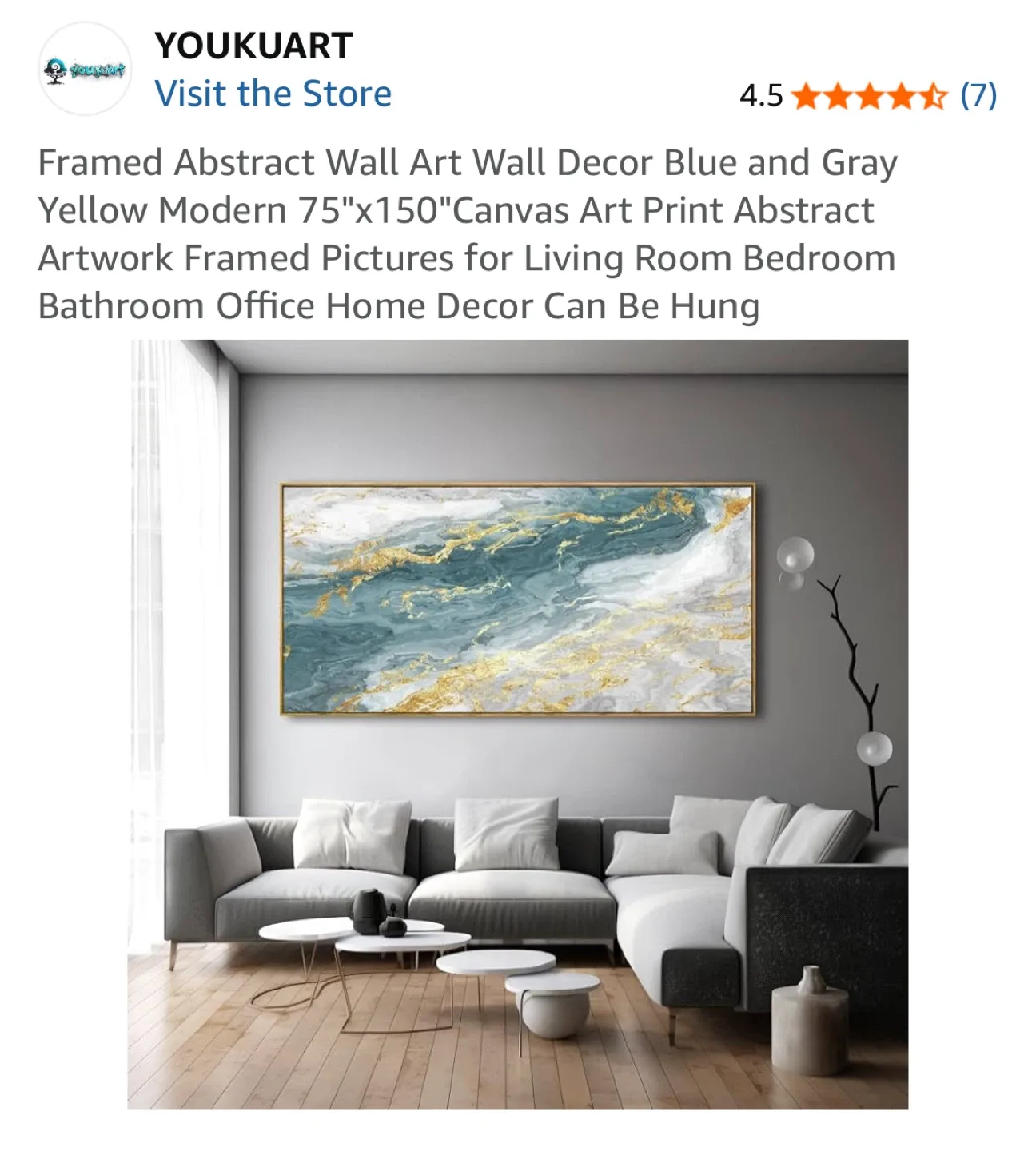 YOUKUART Abstract Wall Art - 75"x150" Canvas Print image indicator(2)