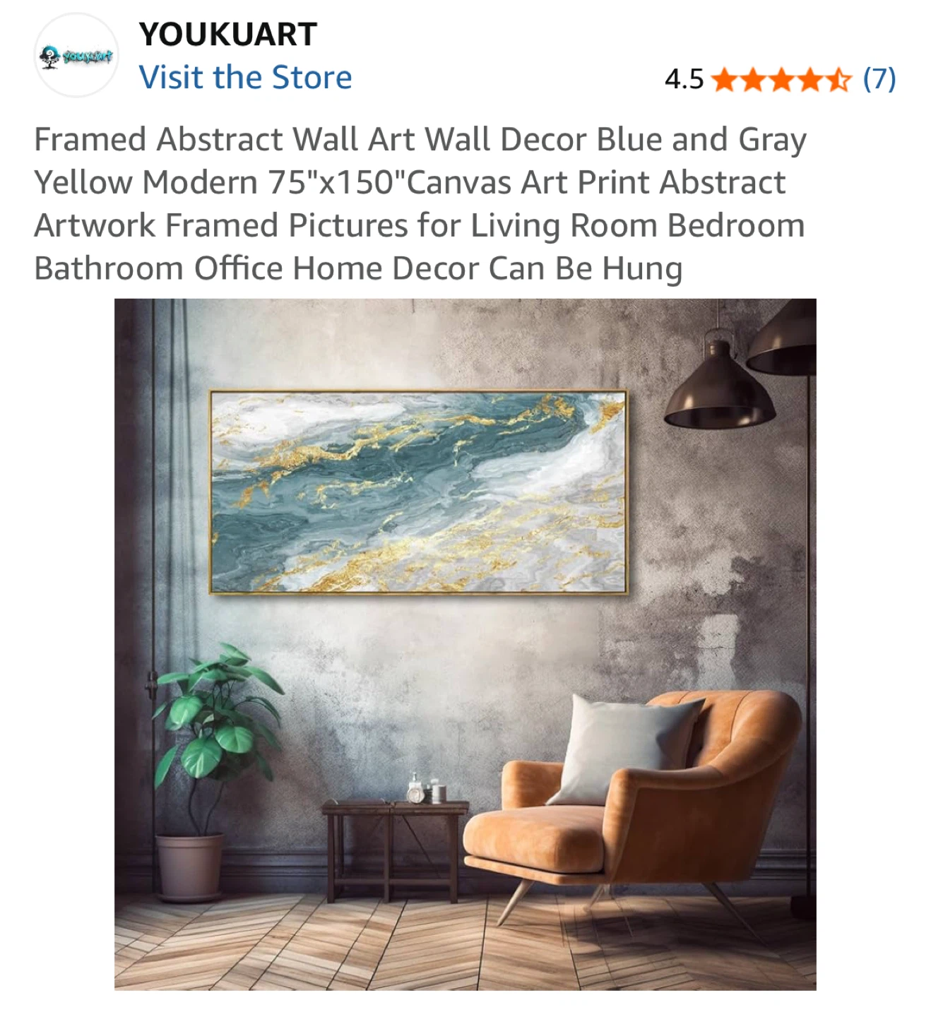 YOUKUART Abstract Wall Art - 75"x150" Canvas Print - photo 5
