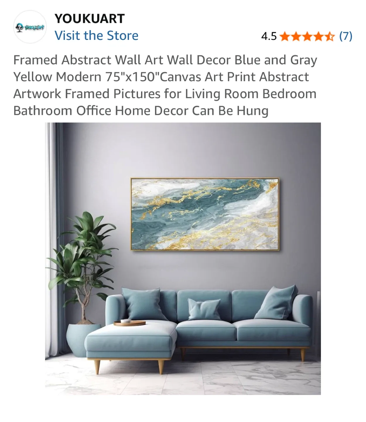 YOUKUART Abstract Wall Art - 75"x150" Canvas Print image indicator(7)