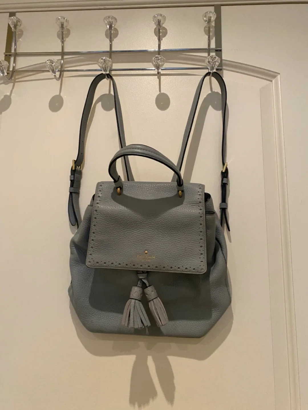 Kate Spade Grey Leather Backpack thumbnail
