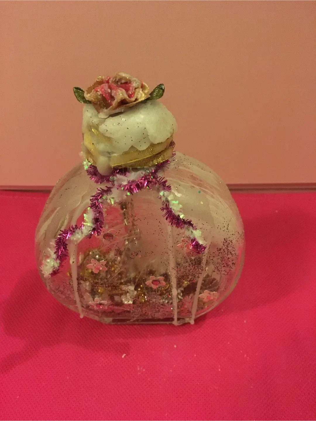 Decorative Glass Bottle with Flower Topper image indicator(4)