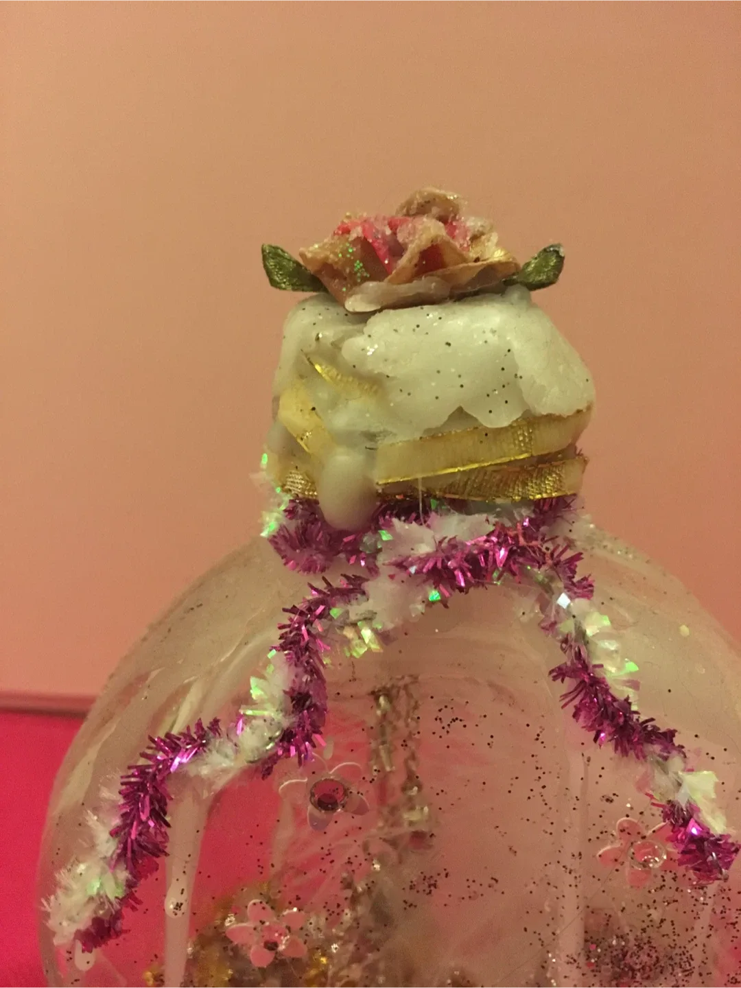 Decorative Glass Bottle with Flower Topper image indicator(2)