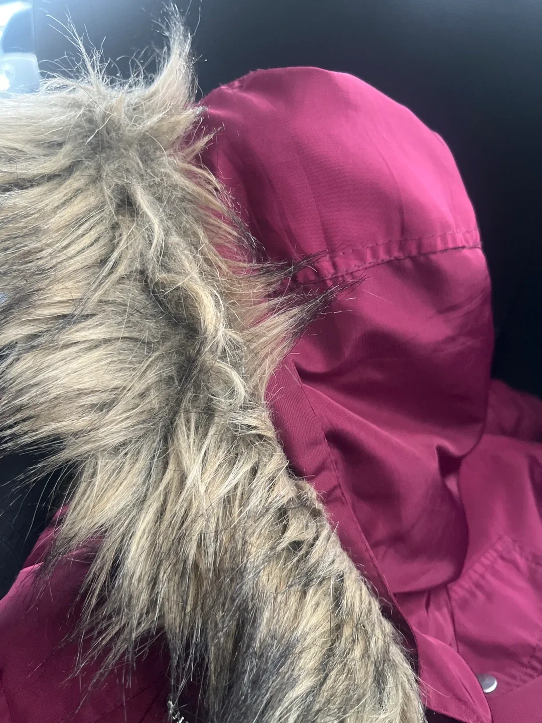 Burgundy Winter Jacket with Fur Trim image indicator(3)