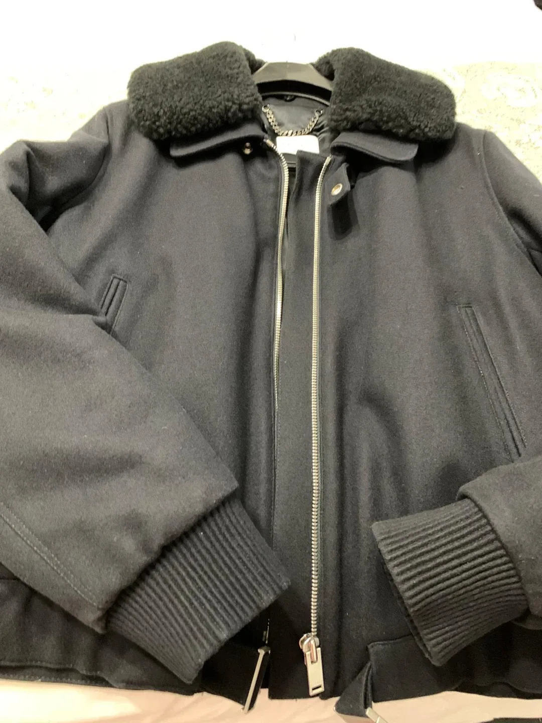 Sandro Paris Black Wool Blend Bomber Jacket image indicator(5)