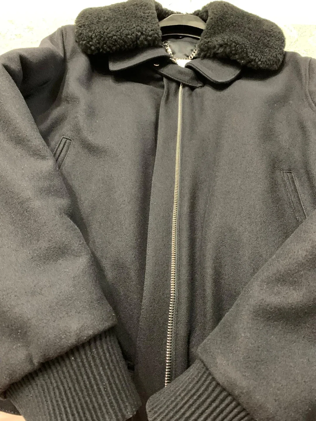 Sandro Paris Black Wool Blend Bomber Jacket image indicator(7)