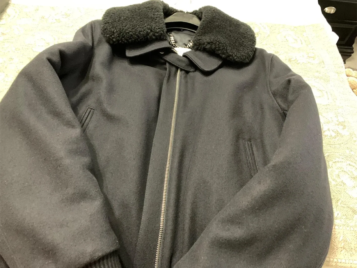 Sandro Paris Black Wool Blend Bomber Jacket image indicator(9)