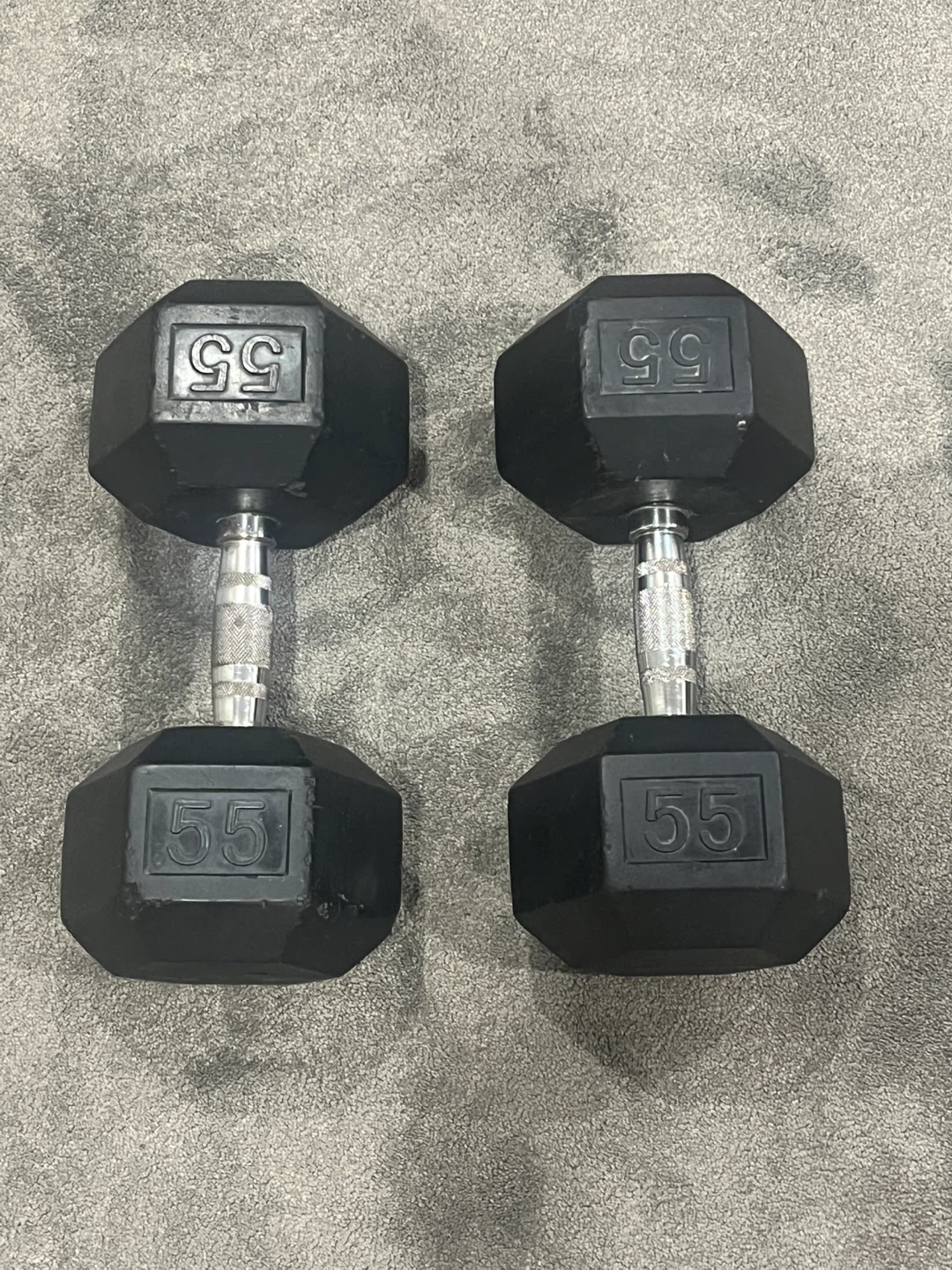 Pair of 55 lb Hex Dumbbells - photo 2