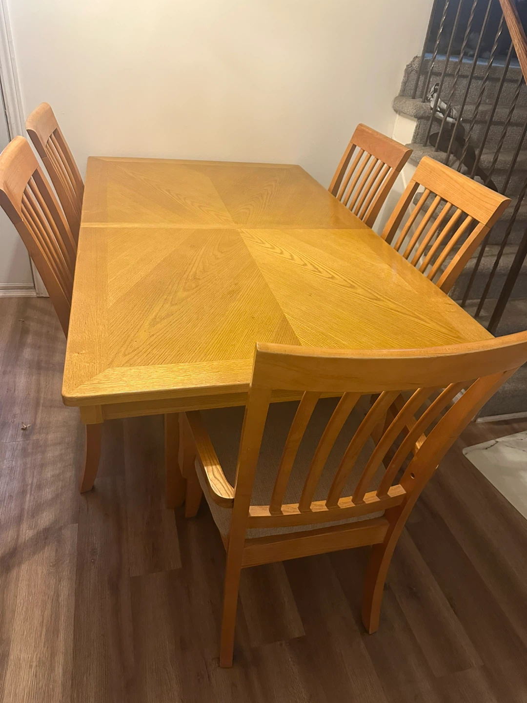 Wooden Dining Table with 6 Chairs