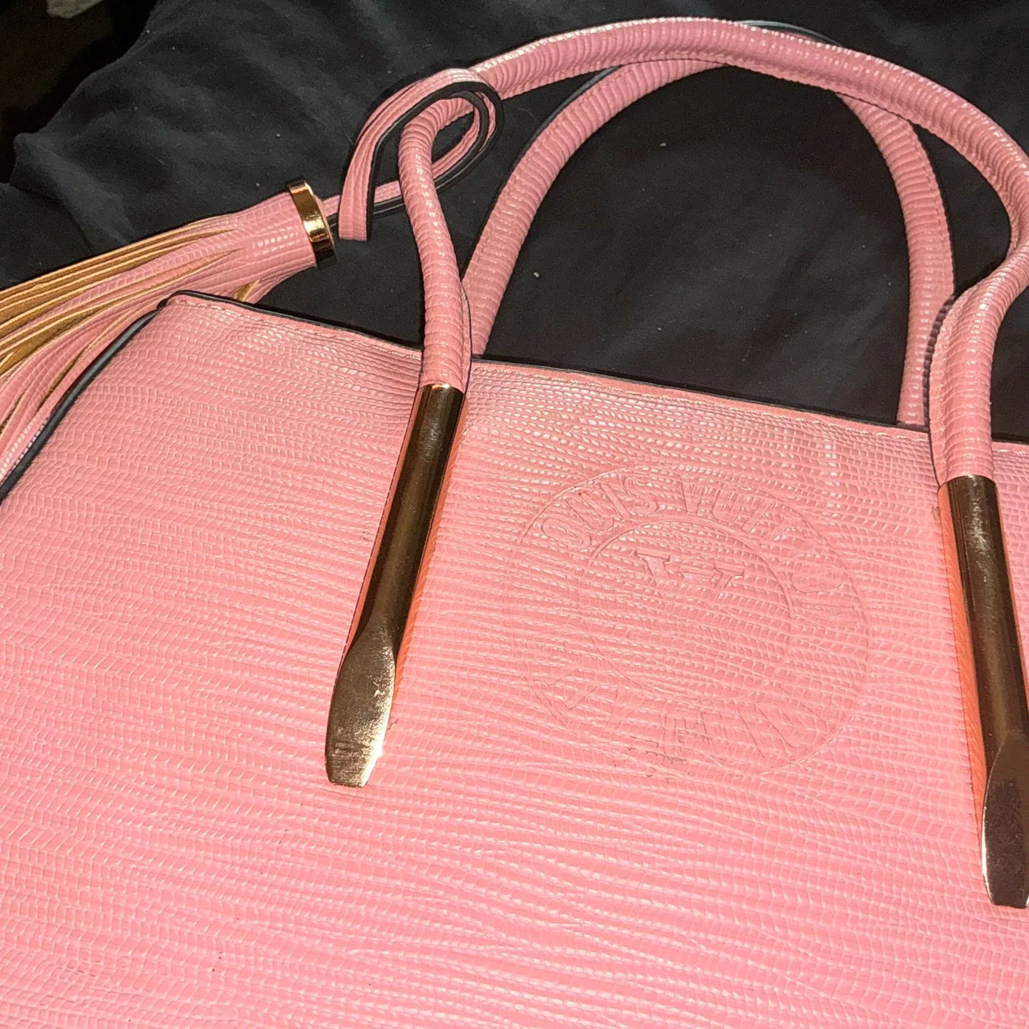 Louis Vuitton Pink Leather Embossed Handbag image indicator(9)