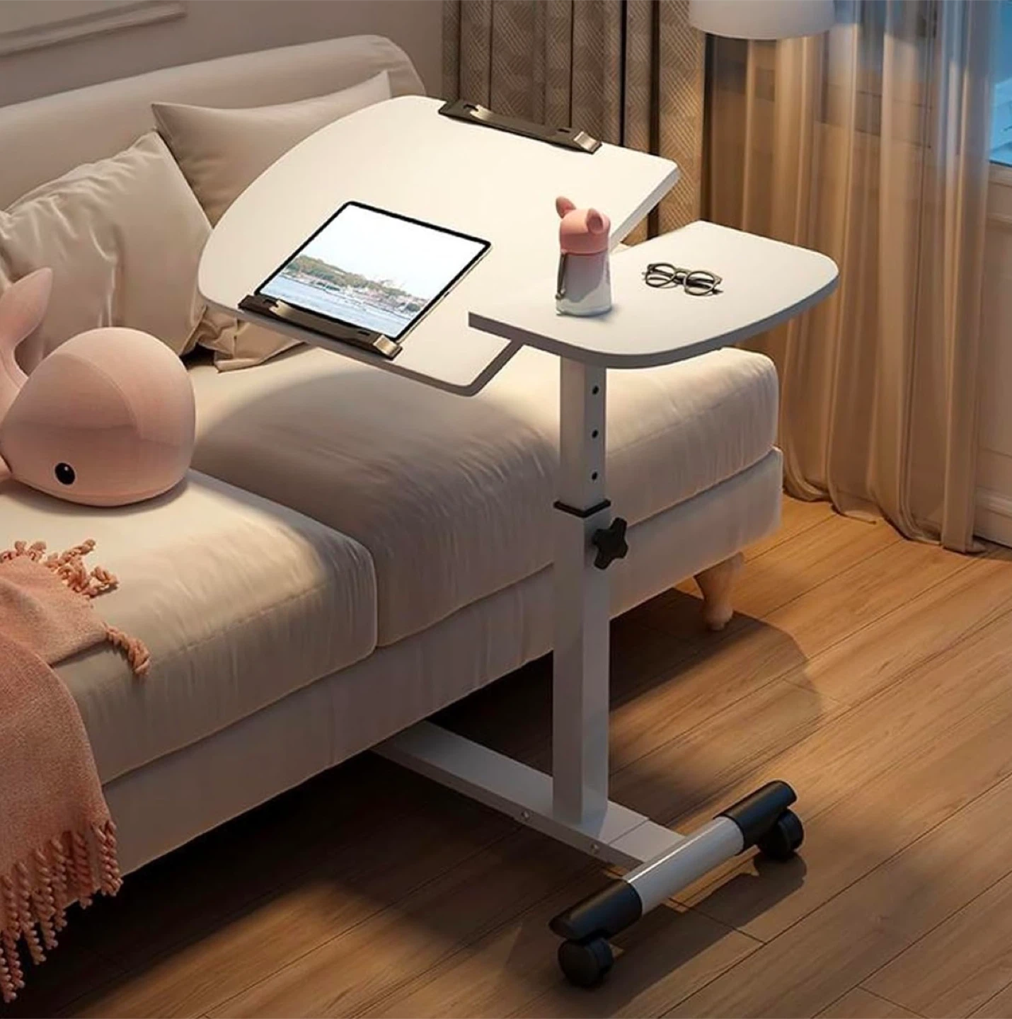 Adjustable Wheeled Overbed Laptop Table