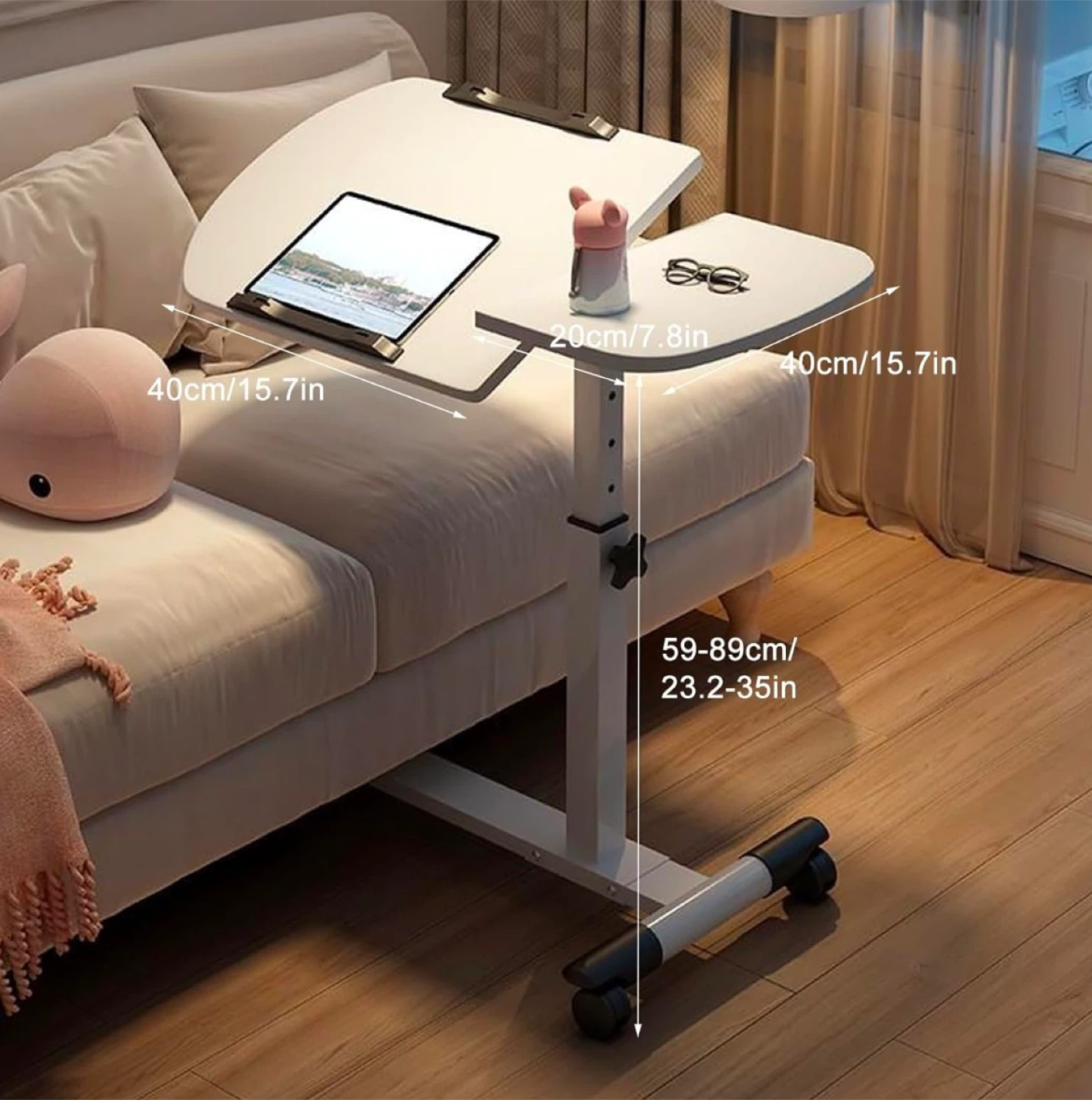 Adjustable Wheeled Overbed Laptop Table - photo 3