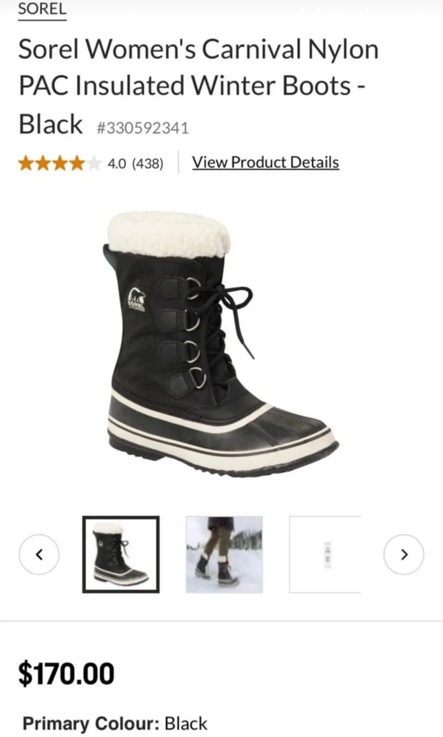 Sorel Women's Carnival Nylon PAC Winter Boots - Black image indicator(4)