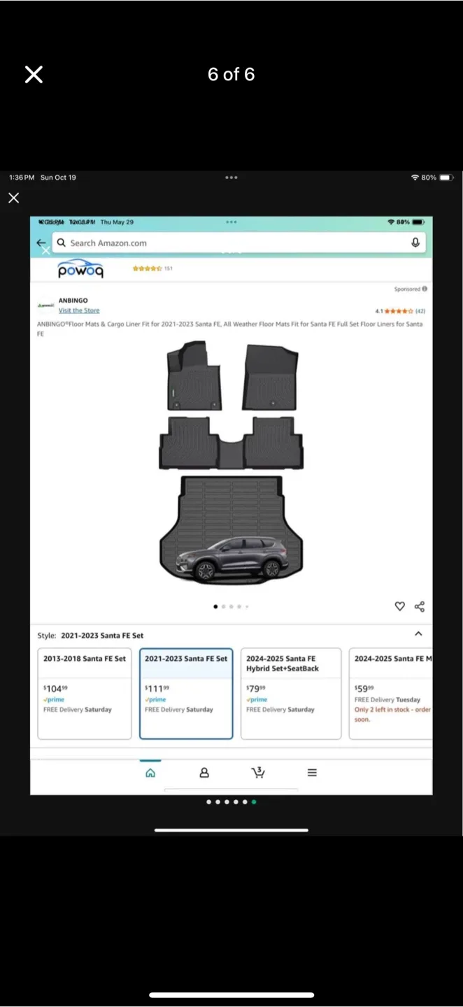 Hyundai Santa Fe All Weather Floor Liners 2021-23 Not For Hybrid image indicator(6)