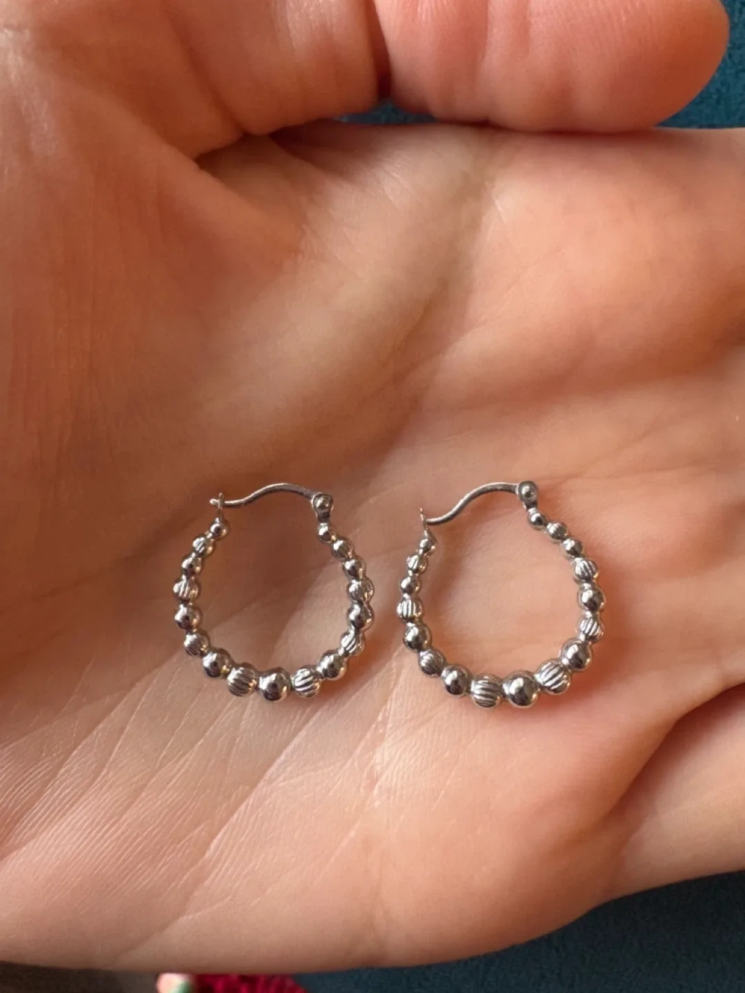 14k White Gold Hoops