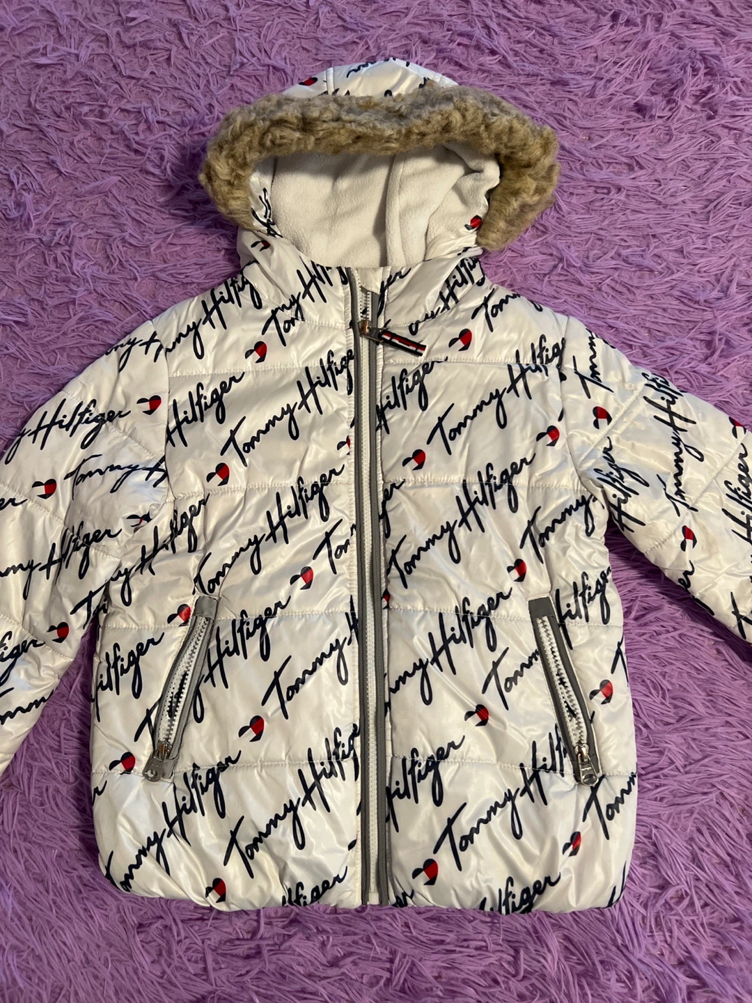 Tommy Hilfiger White Puffer Jacket - Size 7