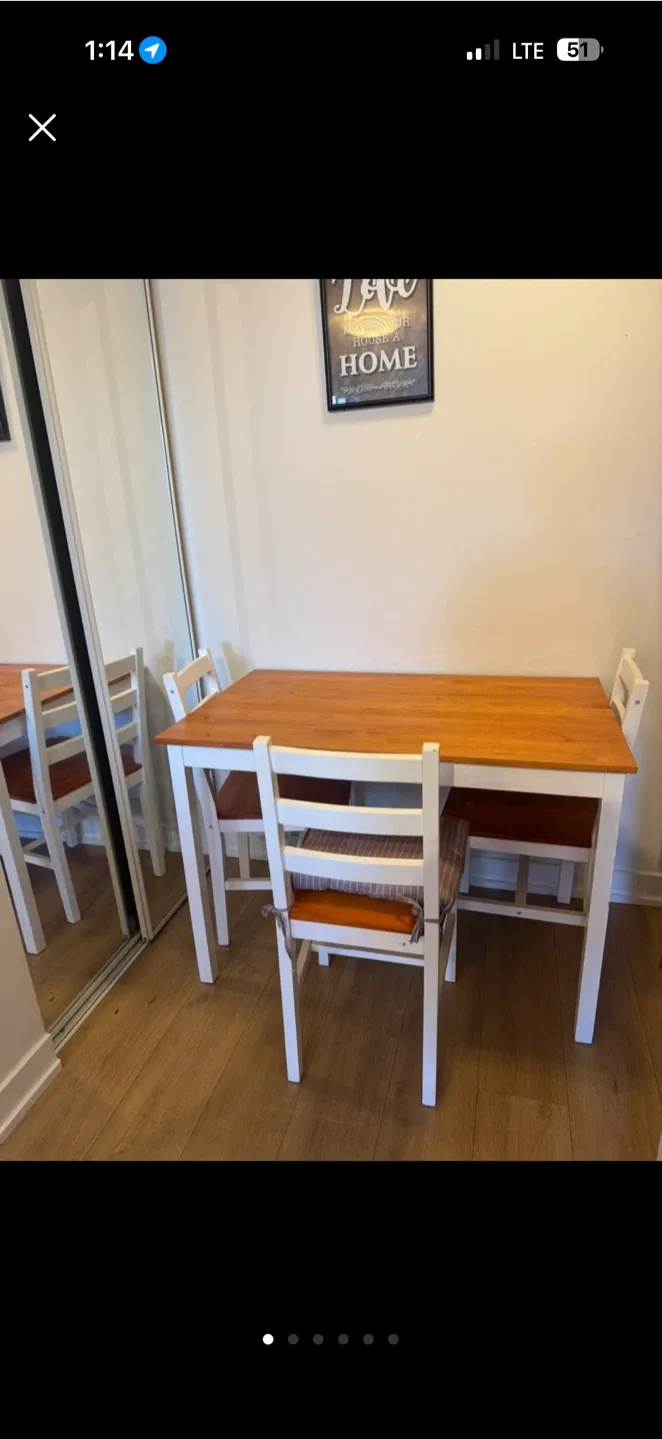Wood Dining Table Set with 4 Chairs