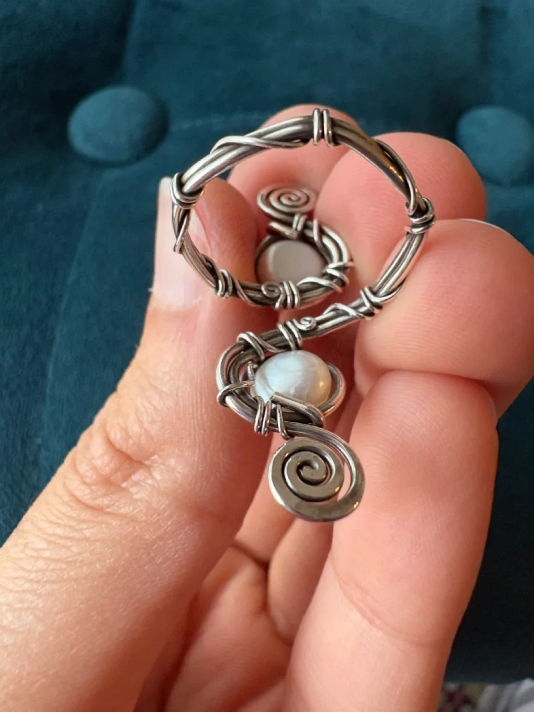 Pearl Sterling Silver Adjustible Ring image indicator(6)