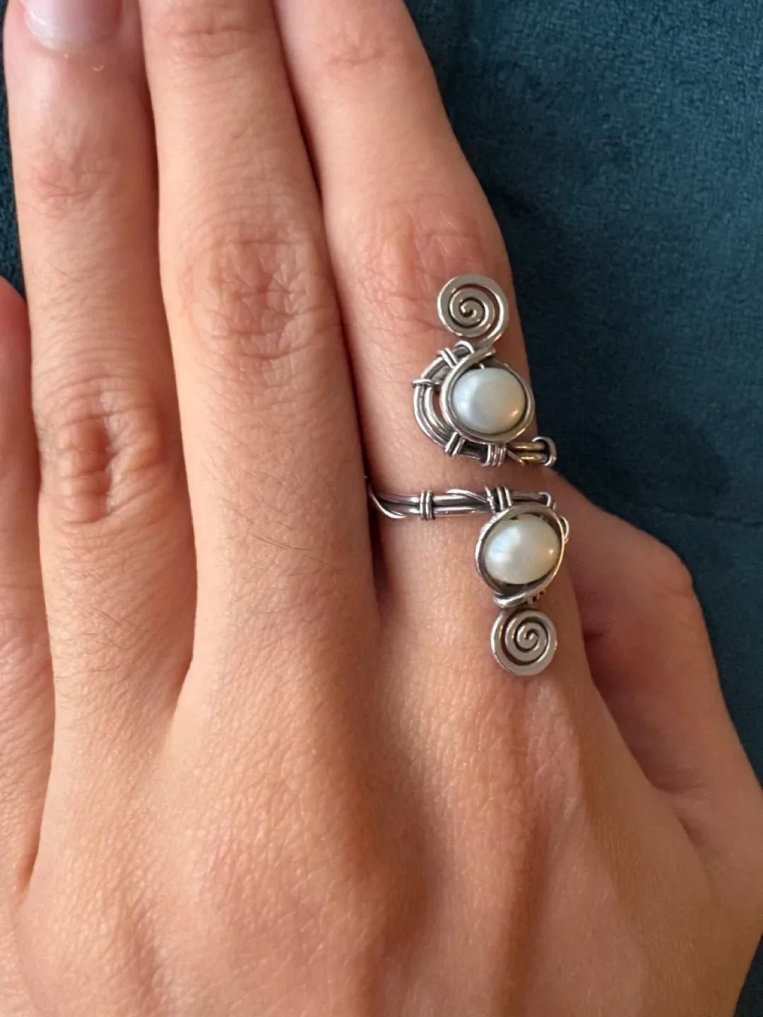 Pearl Sterling Silver Adjustible Ring image indicator(3)