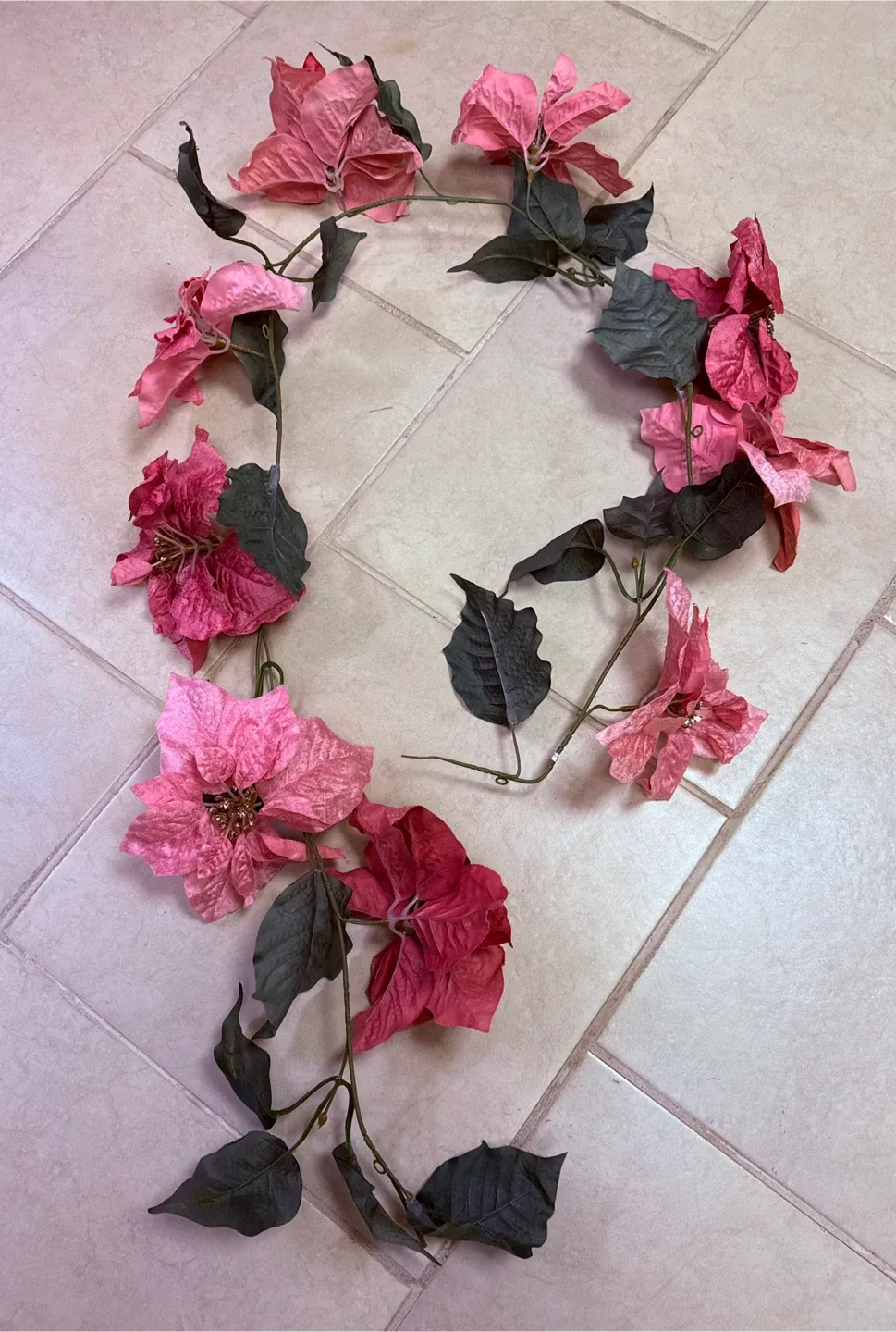 Pink Christmas Ornaments and Floral Garland image indicator(8)